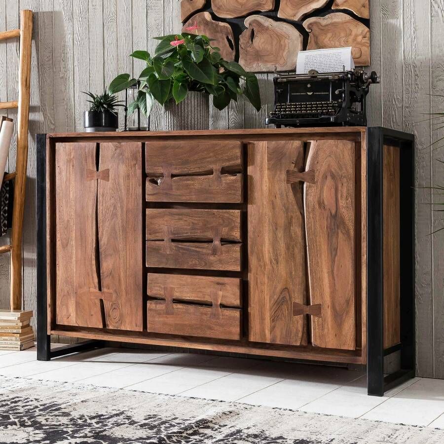 Artistiq Living Artistiq Dressoir Live Edge Acaciahout en metaal 140cm Bruin