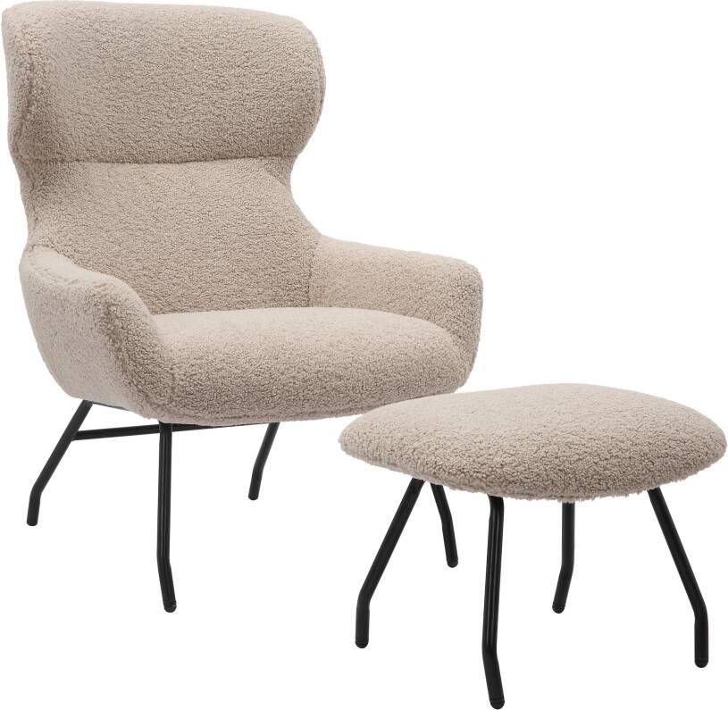 Artistiq Living Artistiq Fauteuil Ashten Met hocker Teddy Taupe