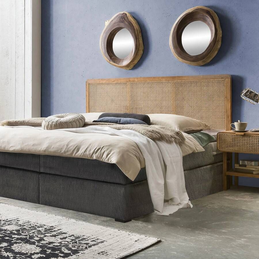 Artistiq Living Artistiq Hoofdbord Shakina Teakhout en rotan 200 x 120cm Bruin