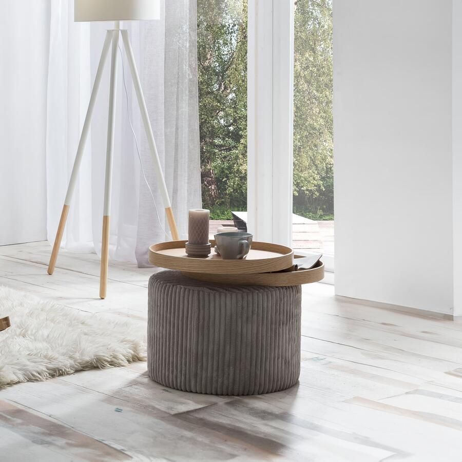 SalesFever Bijzettafel met twee beweegbare presenteerbladen en moderne cordhoes
