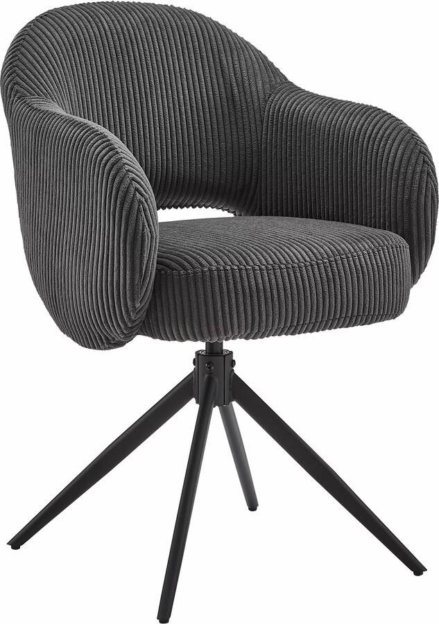 Artistiq Living Artistiq Draaibare Eetkamerstoel Melodee Ribstof Donkergrijs