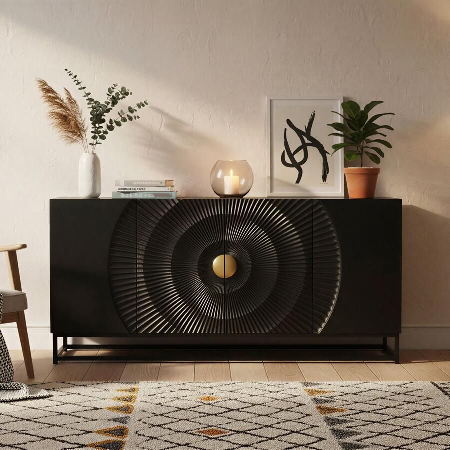 Artistiq Living Artistiq Dressoir Shantae Mangohout 150cm Zwart