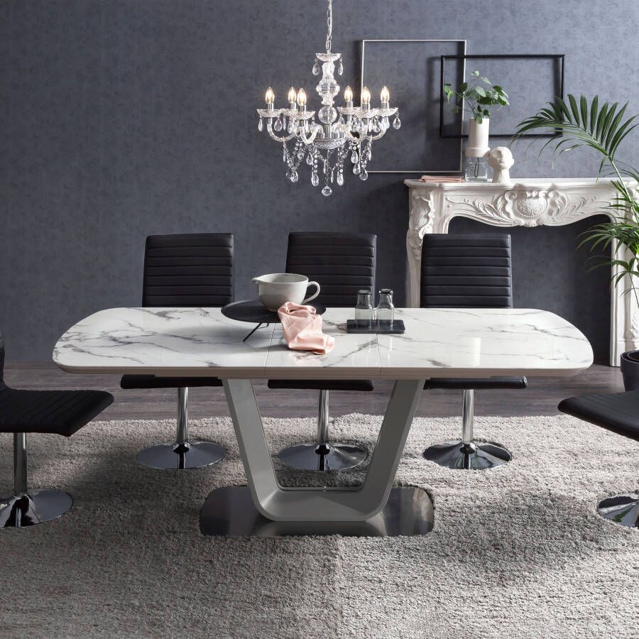 Artistiq Living Artistiq Uitschuifbare Eettafel Eloy Faux Marmer 160 200 x 90cm Wit