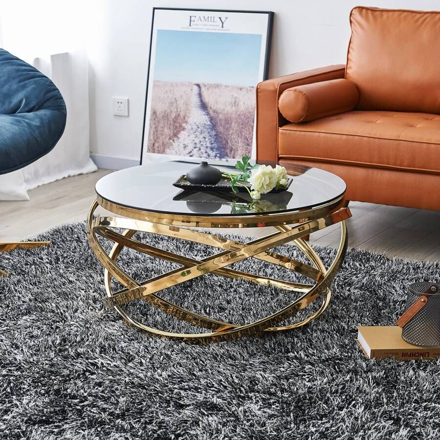 Artistiq Living Salontafel Mischa 80cm smoke-glas goud Rond