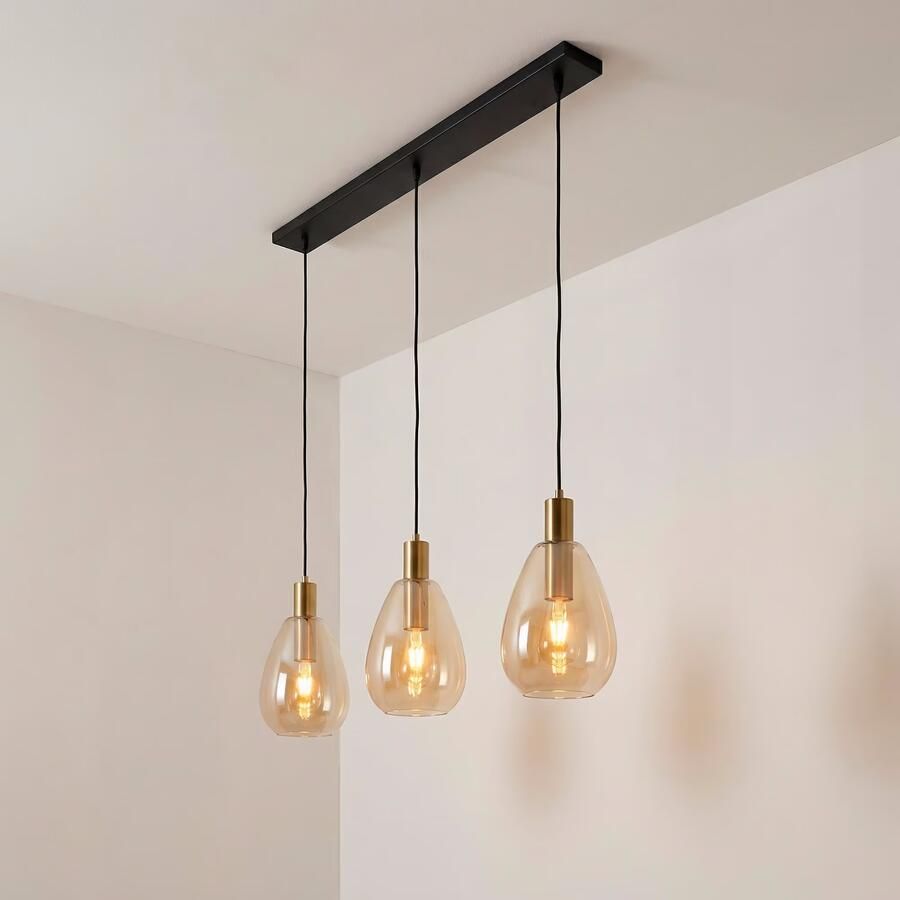 BASE Hanglamp Aislynn 3-lamps Glas Amber