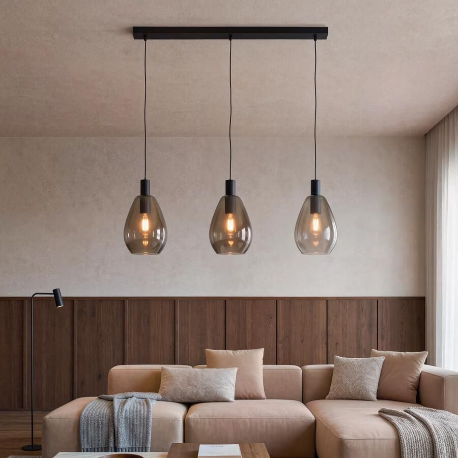 BASE Hanglamp Aislynn 3-lamps Glas Smoke