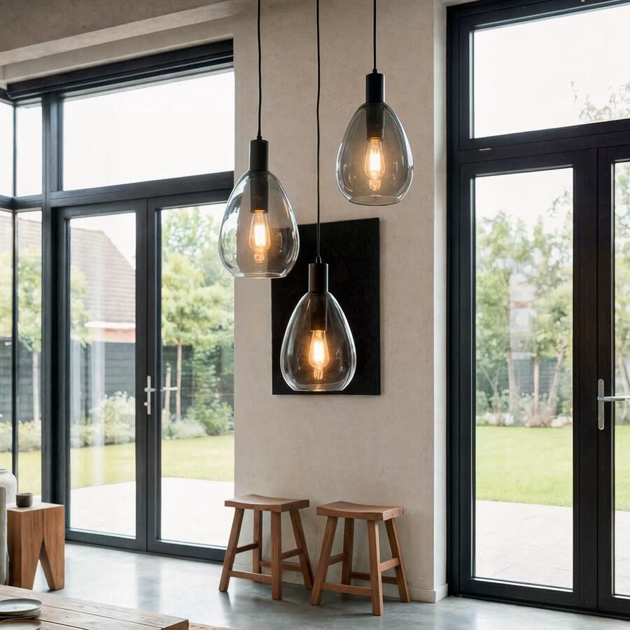 BASE Hanglamp Aislynn 3-lamps Glas Smoke