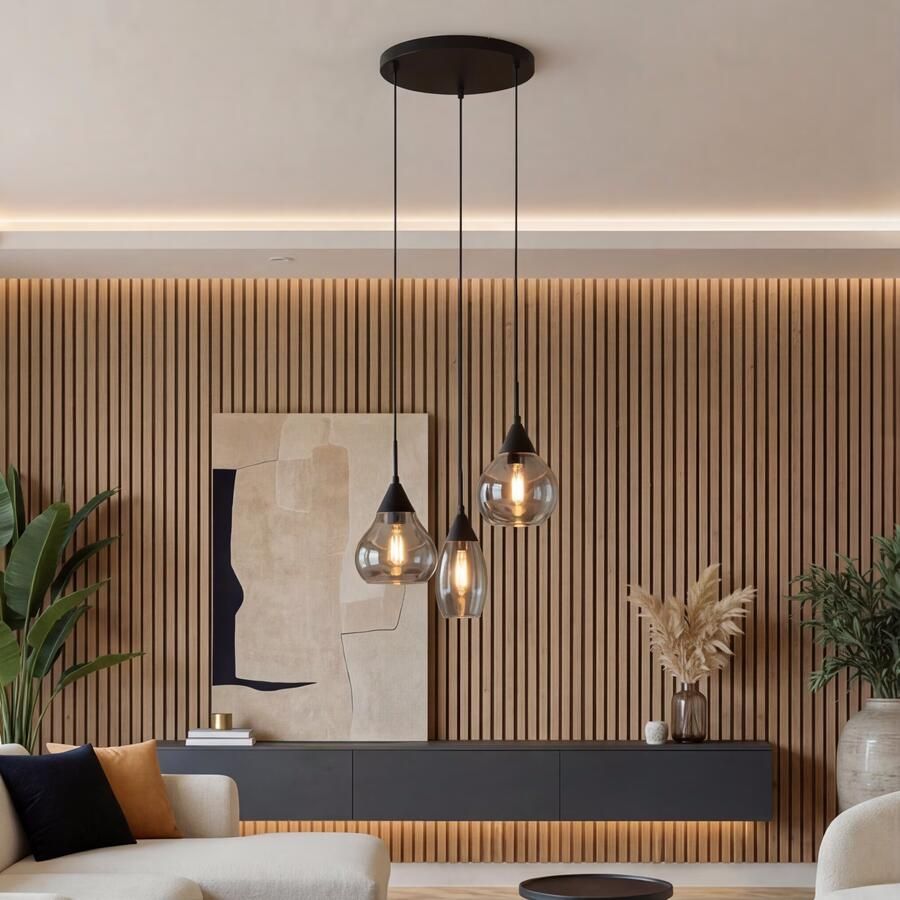 BASE Hanglamp Esperanza 3-lamps Glas Smoke
