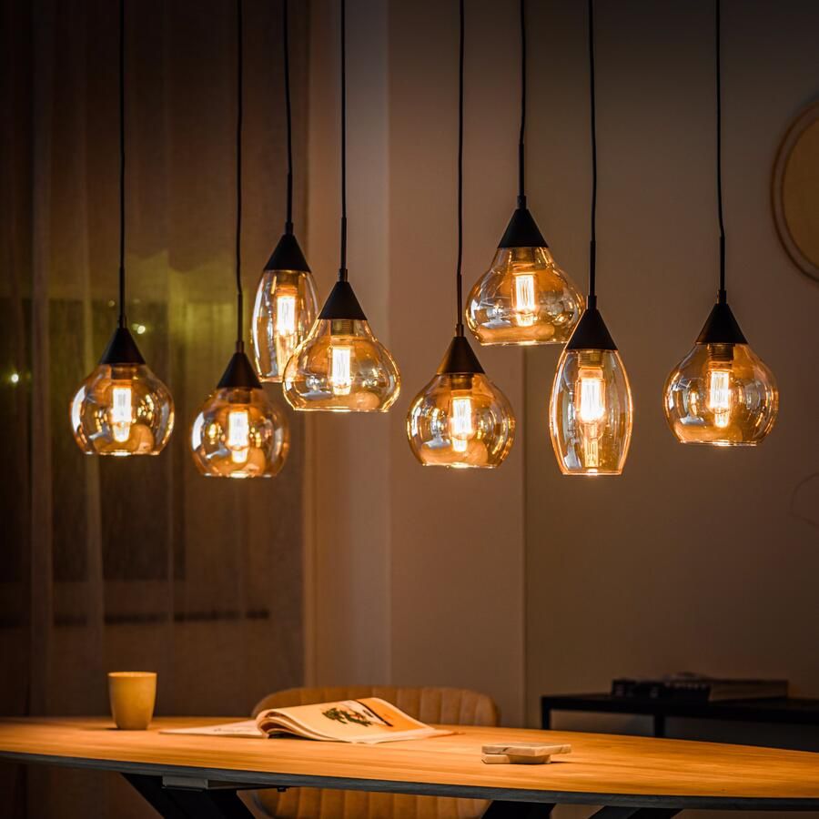 BASE Hanglamp Esperanza 8-lamps Glas Amber