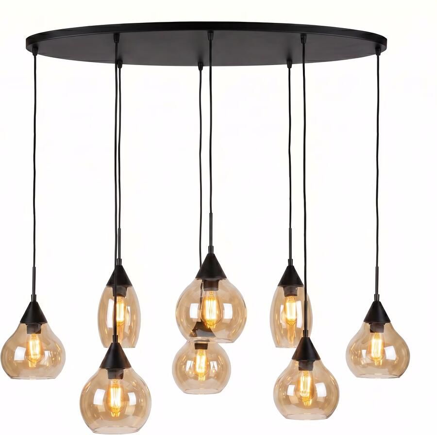 BASE Hanglamp Esperanza 8-lamps Glas Amber