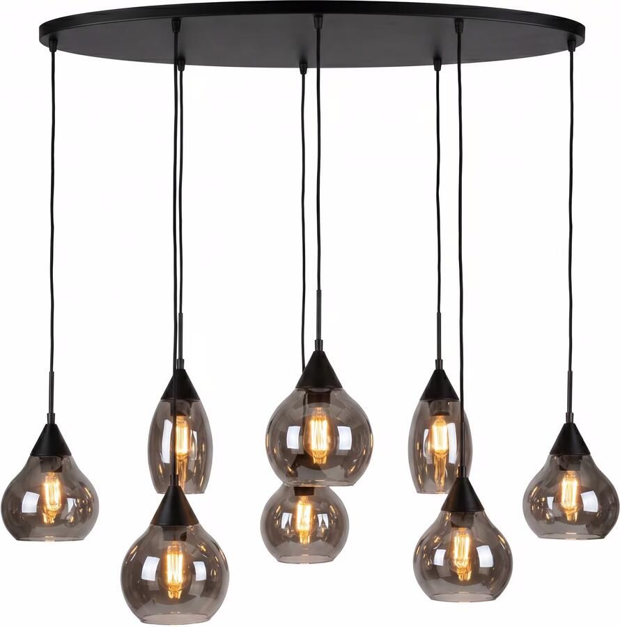 BASE Hanglamp Esperanza 8-lamps Glas Smoke
