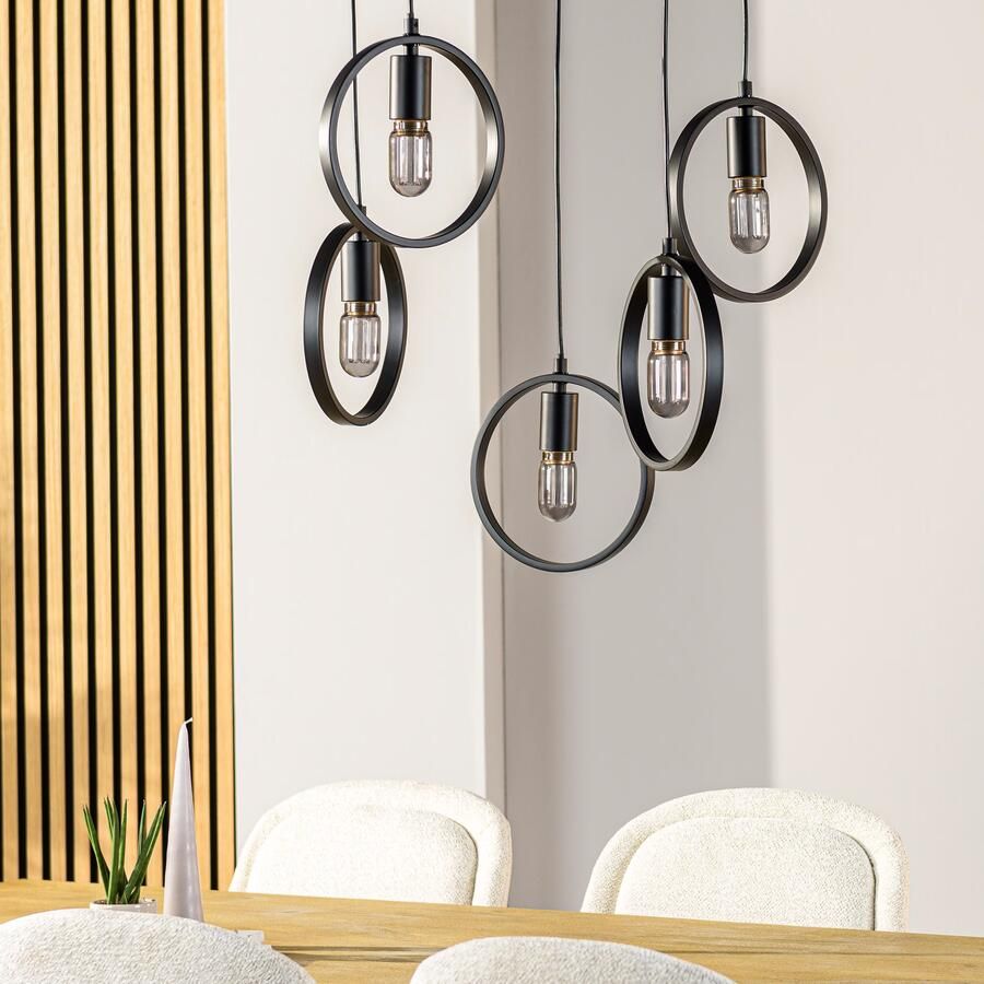 BASE Hanglamp Jadine 5-lamps Zwart