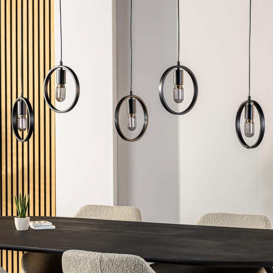 BASE Hanglamp Jadine 5-lamps Zwart