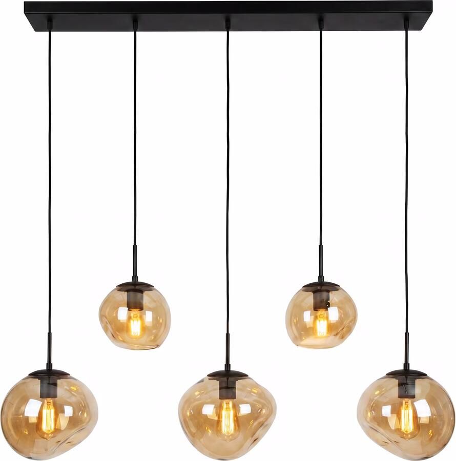 BASE Hanglamp Kasim 5-lamps Glas Amber