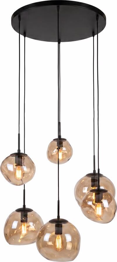 BASE Hanglamp Kasim 6-lamps Glas Amber