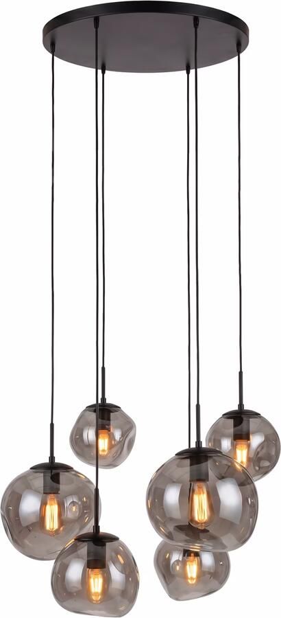 BASE Hanglamp Kasim 6-lamps Glas Smoke