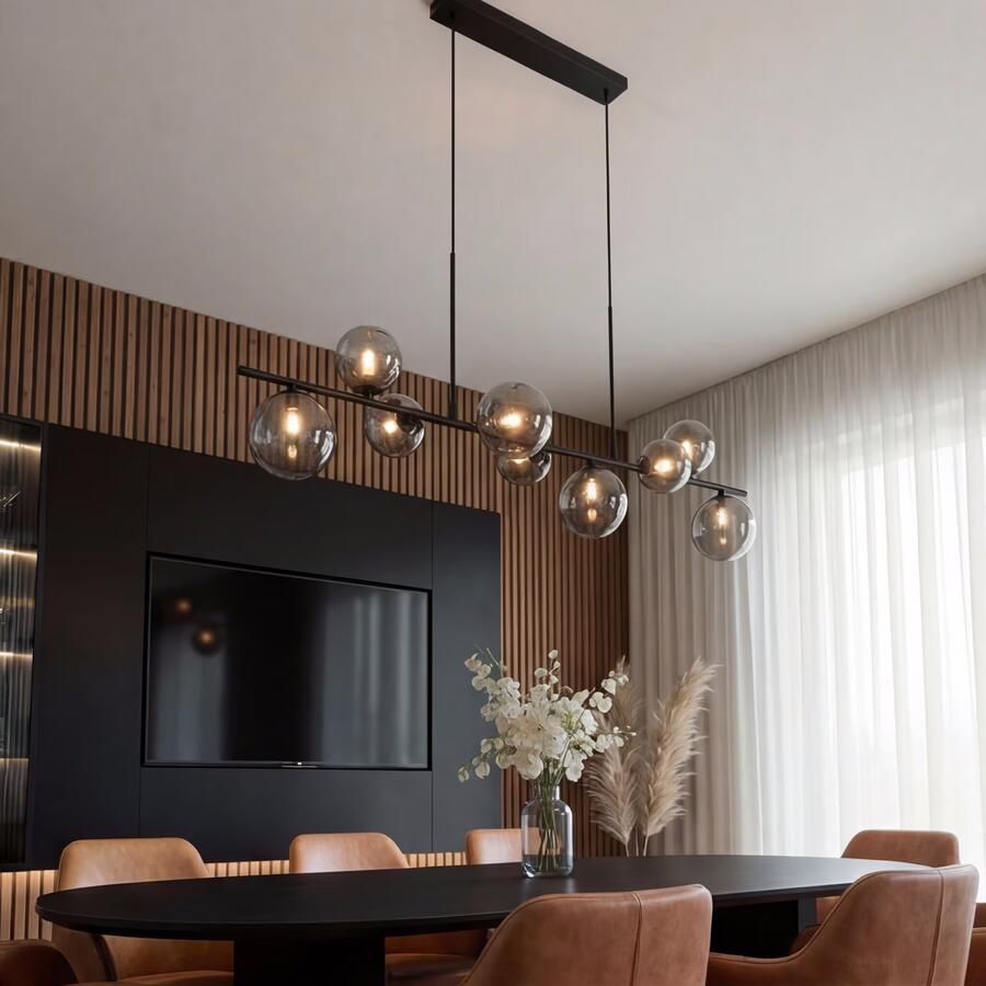 BASE Hanglamp Kasim 9-lichts Glas Smoke