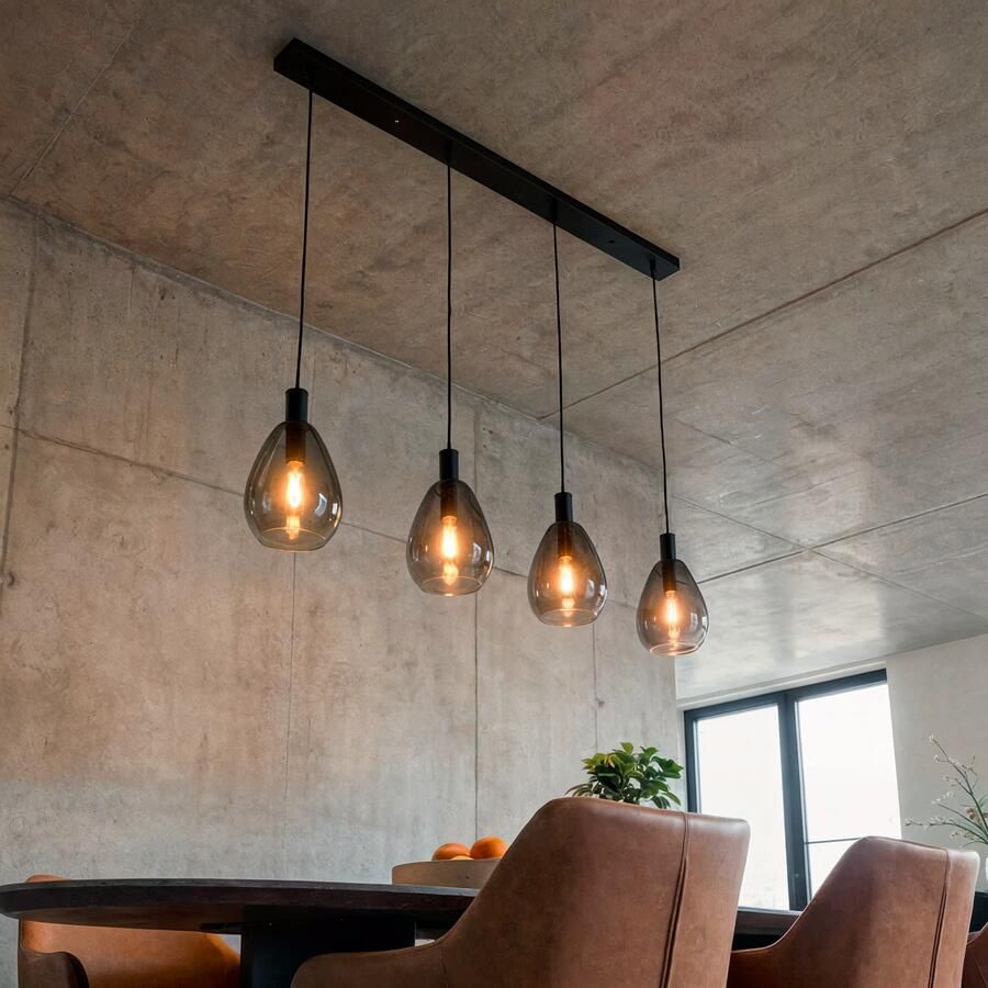 BASE Hanglamp Sharee 4-lamps Glas Smoke