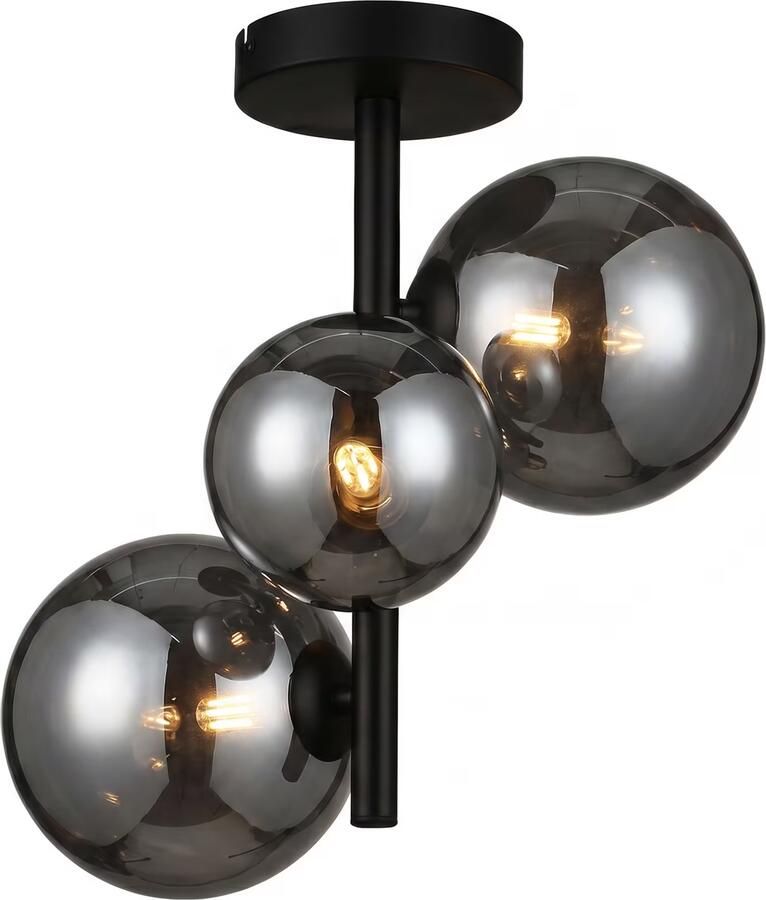BASE Plafondlamp Kali 3-lamps Glas Smoke
