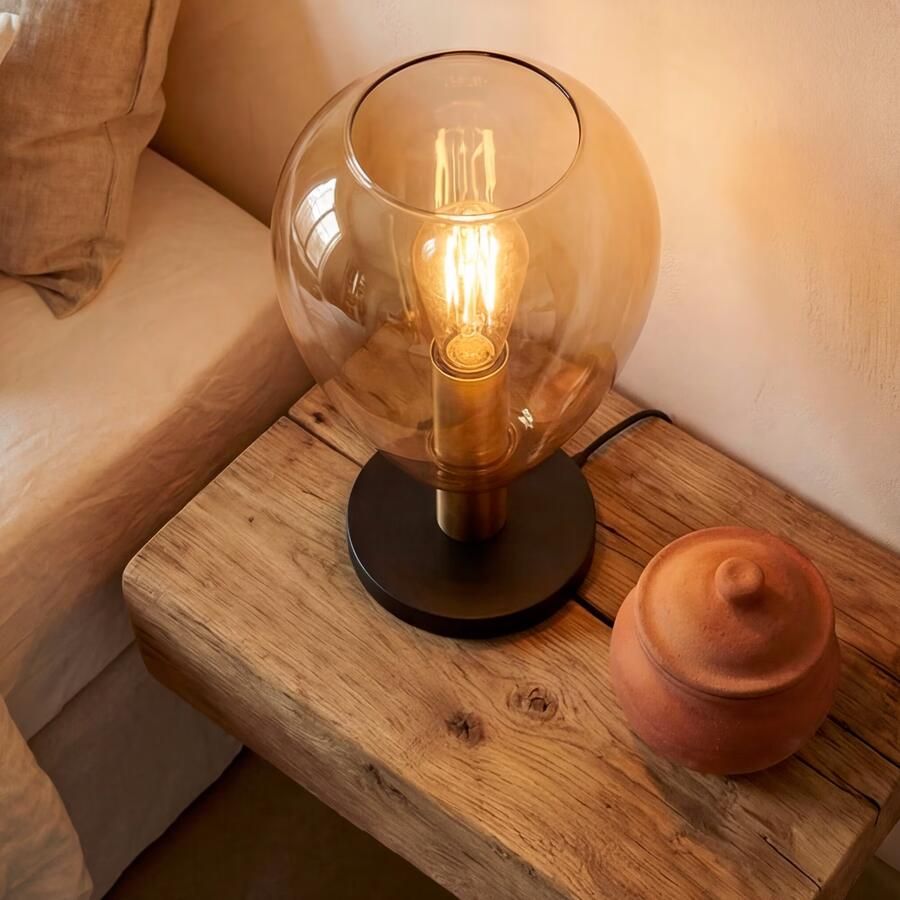 BASE Tafellamp Aislynn 1-lamps Glas Amber