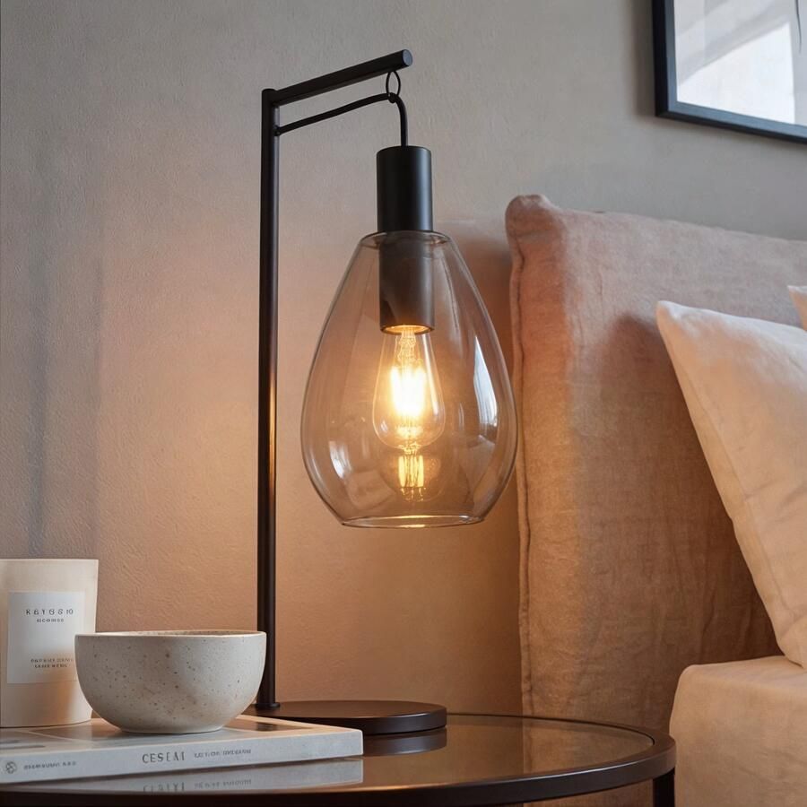 BASE Tafellamp Aislynn 1-lamps Glas Smoke