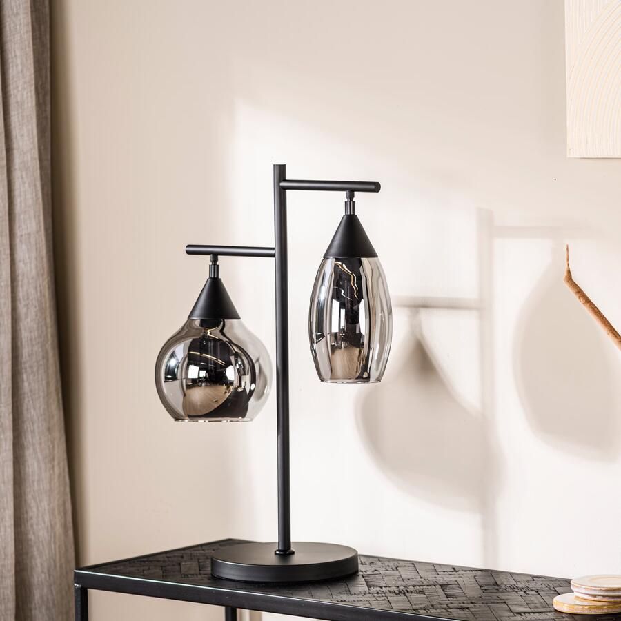BASE Tafellamp Landi 2-lamps Glas Smoke