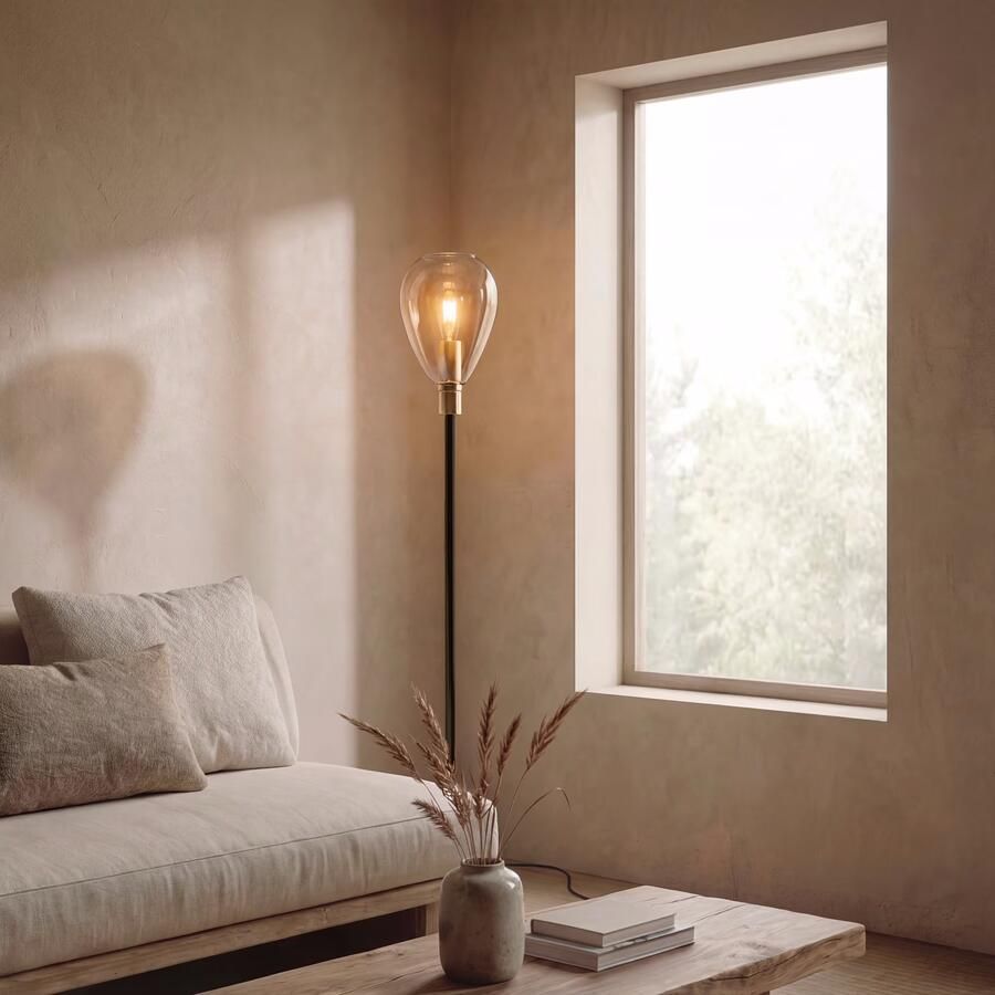 BASE Vloerlamp Aislynn 1-lamps Glas Amber