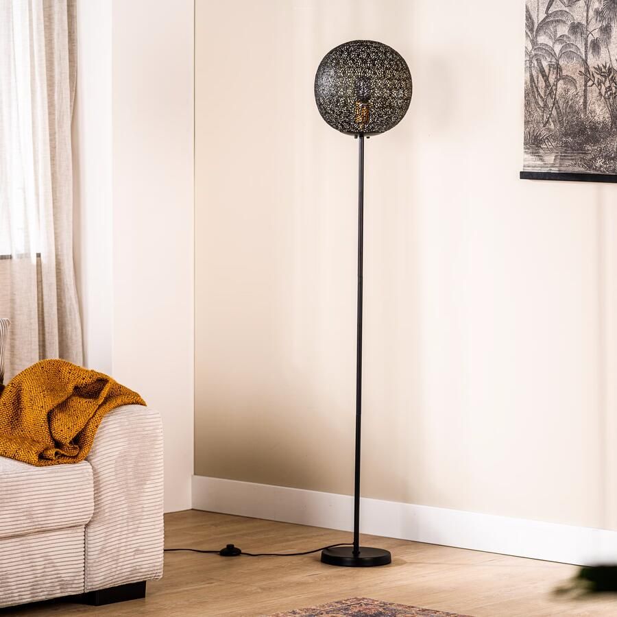 BASE Vloerlamp Kasee Metaal Ø30cm Zwart