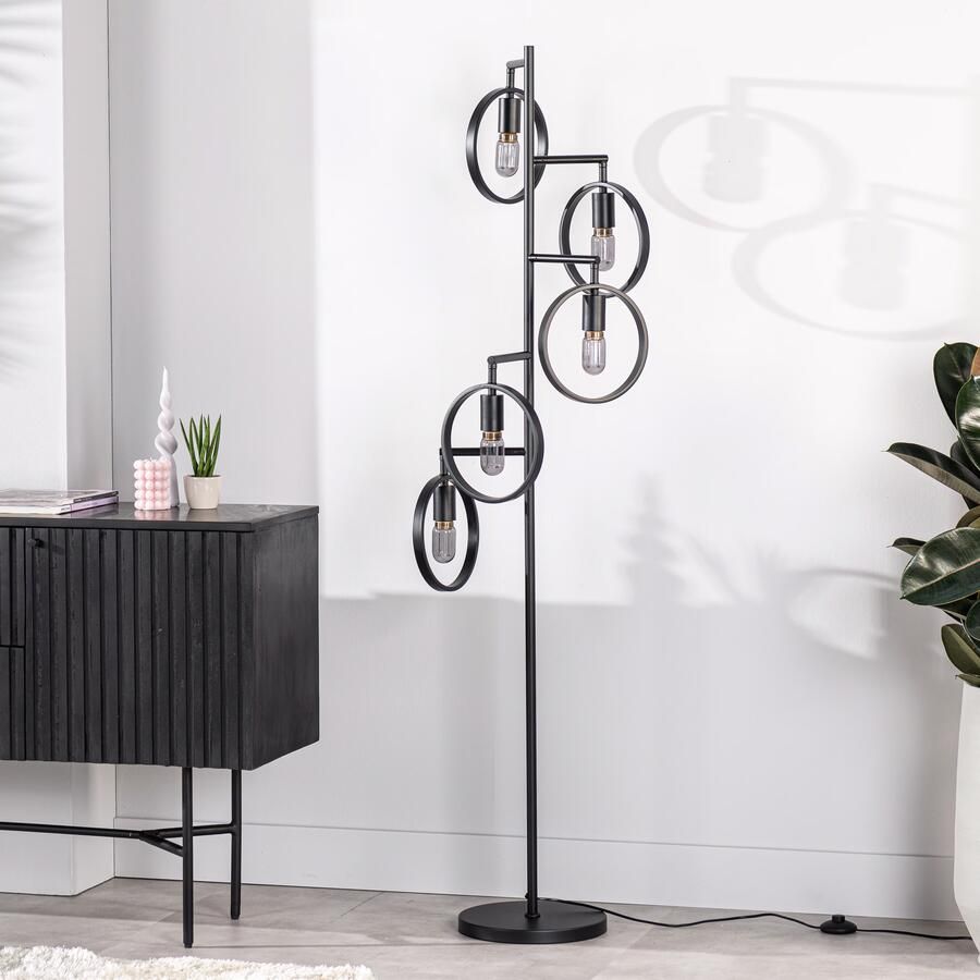BASE Vloerlamp Zainab 5-lamps Zwart