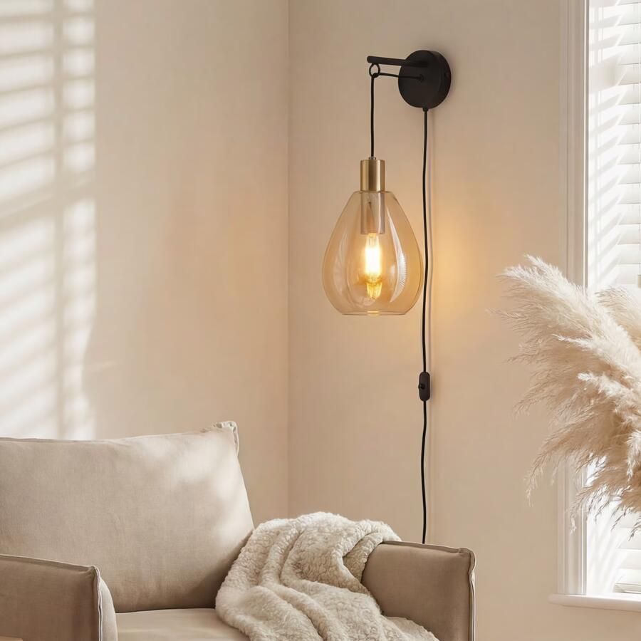BASE Wandlamp Aislynn 1-lamps Glas Amber