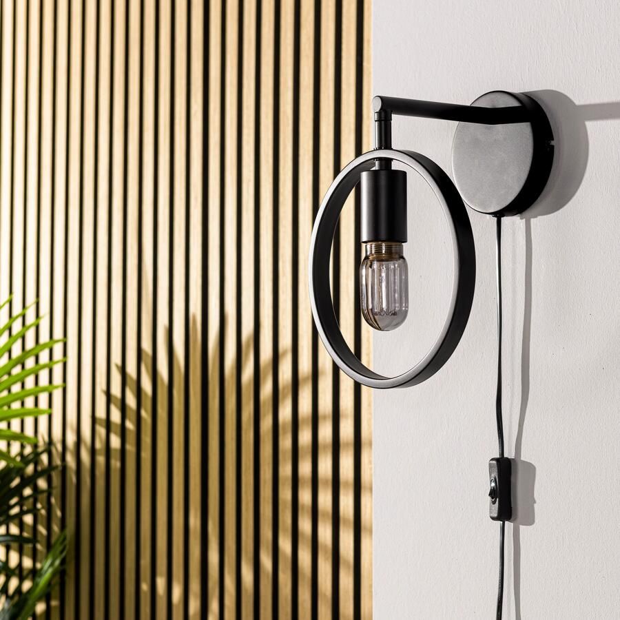 BASE Wandlamp Jadine 1-lamps Metaal Zwart