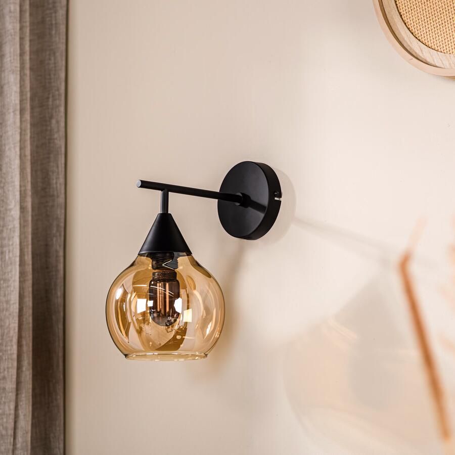 BASE Wandlamp Landi 1-lamps Glas Amber