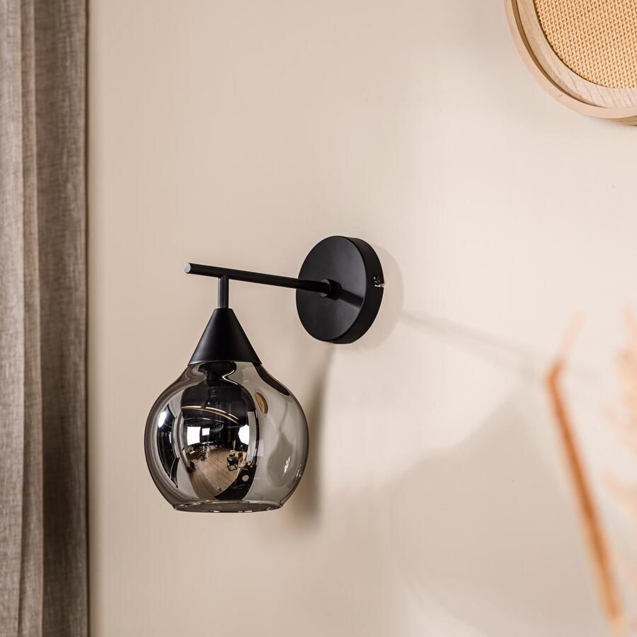 BASE Wandlamp Landi 1-lamps Glas Smoke