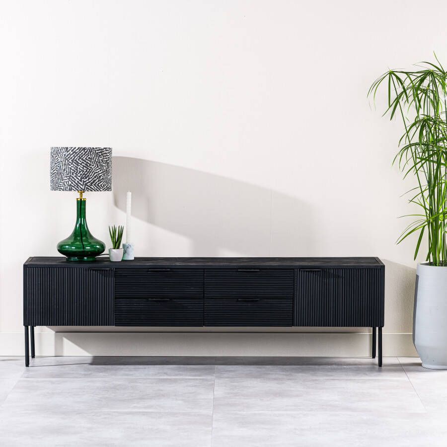 BASE TV-meubel Linae Mangohout 175 cm Zwart