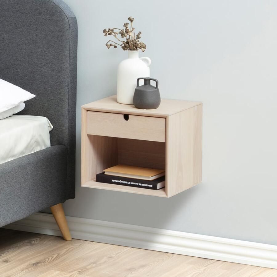 Leen Bakker Nachtkastje Edsta 1 lade bruin 33x32x37 cm - Foto 3