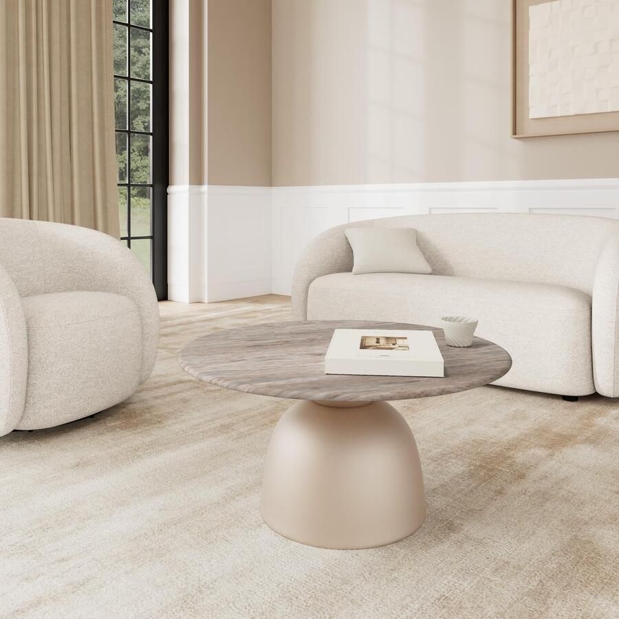 Sohome Ronde Salontafel Charis Marmer 80cm Beige