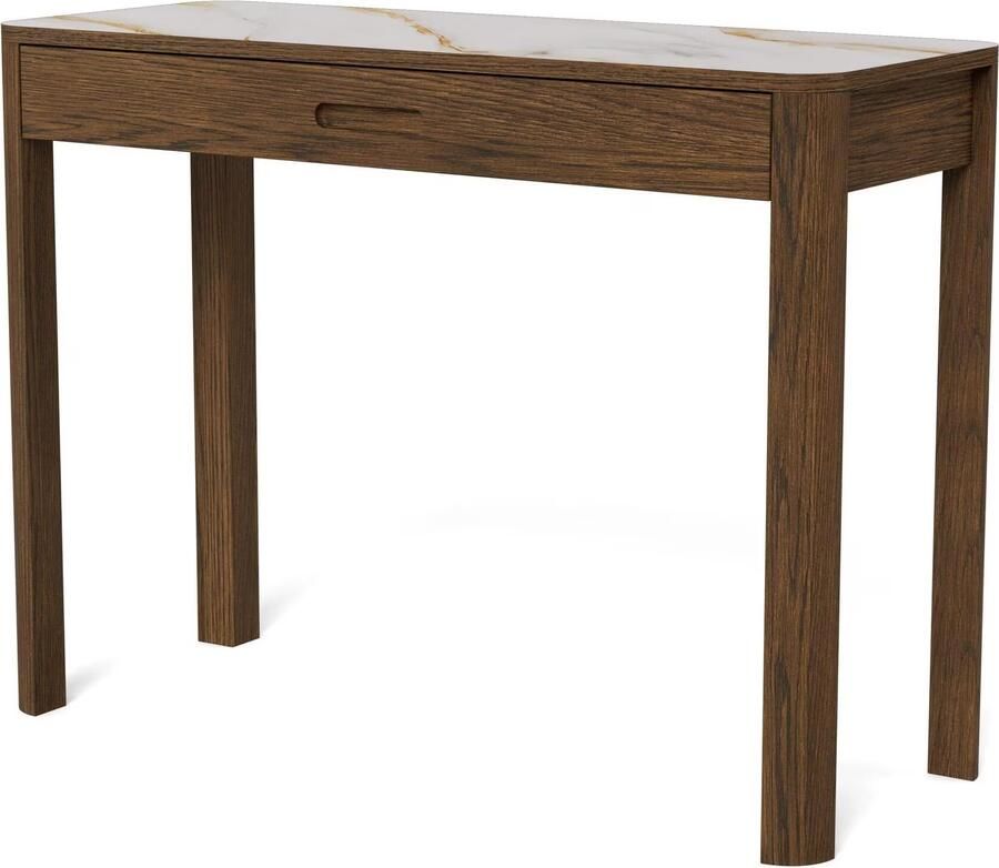 Bendt Sidetable Jawana Marmerlook en eikenfineer 100cm Beige