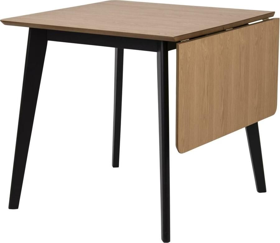 Fyn Eetafel Elev 80x80 cm eiken blad-zwarte poot met aanhangblad - Foto 4