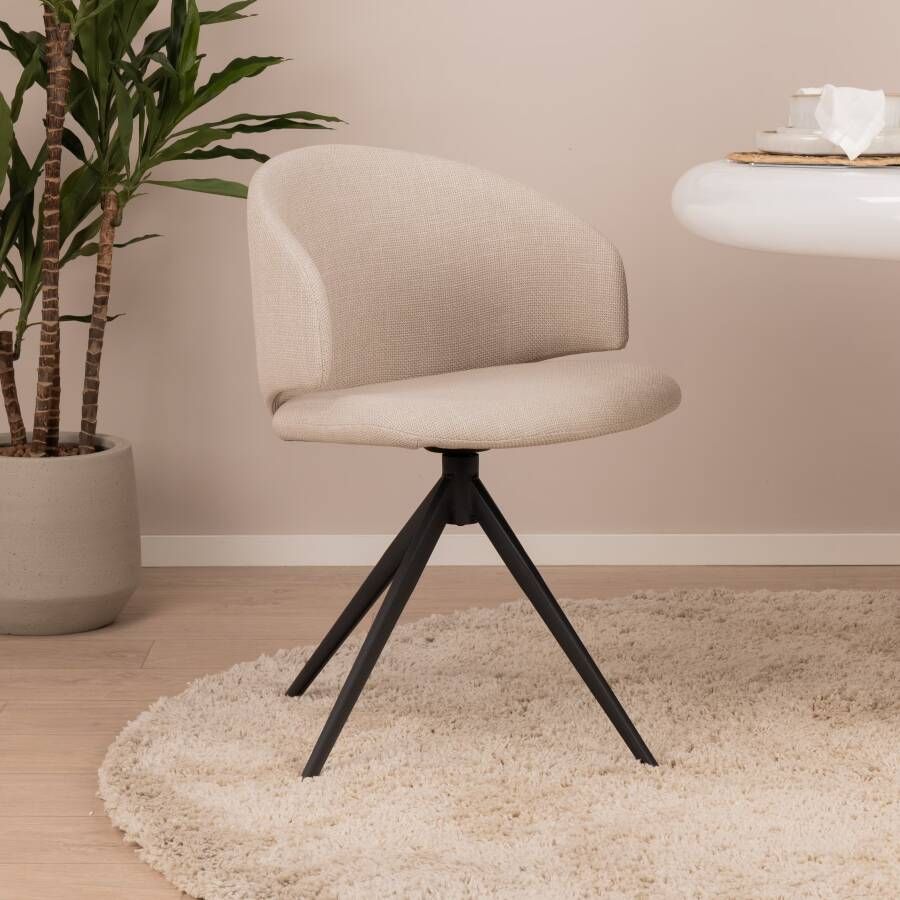 Hioshop Elly eetkamerstoel draaifunctie beige.