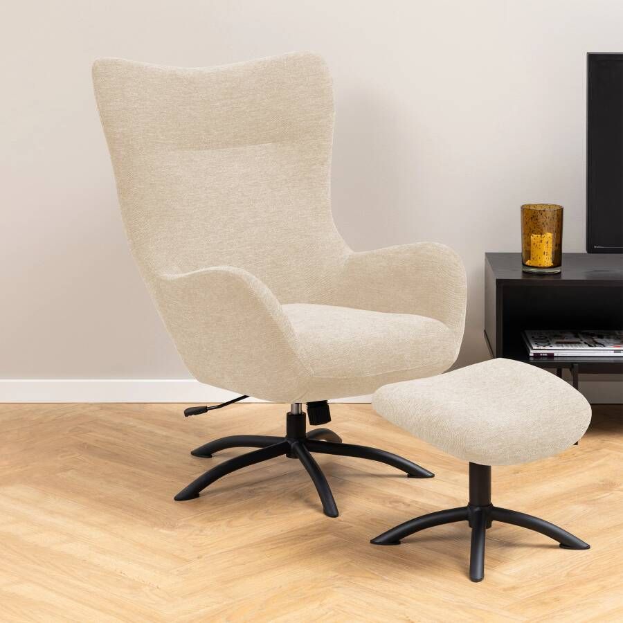 Bendt Draaifauteuil Keaton met voetenbankje Beige