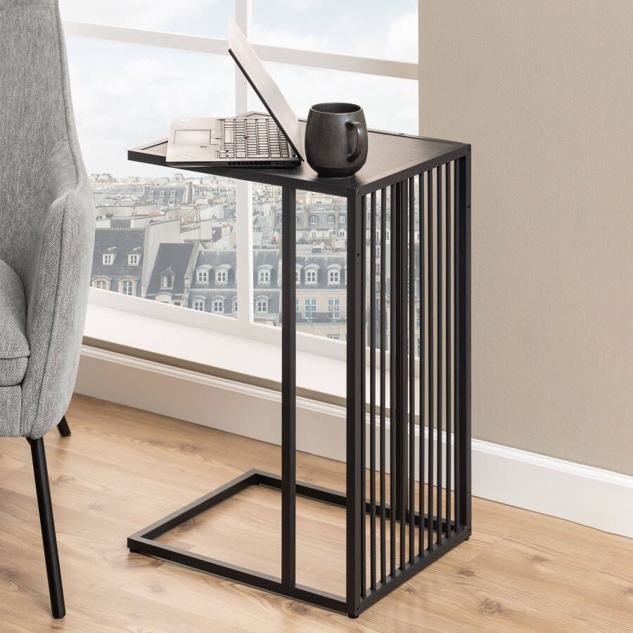 Hioshop Stir salontafel bijzettafel 35x43x63cm marmer decor zwart.