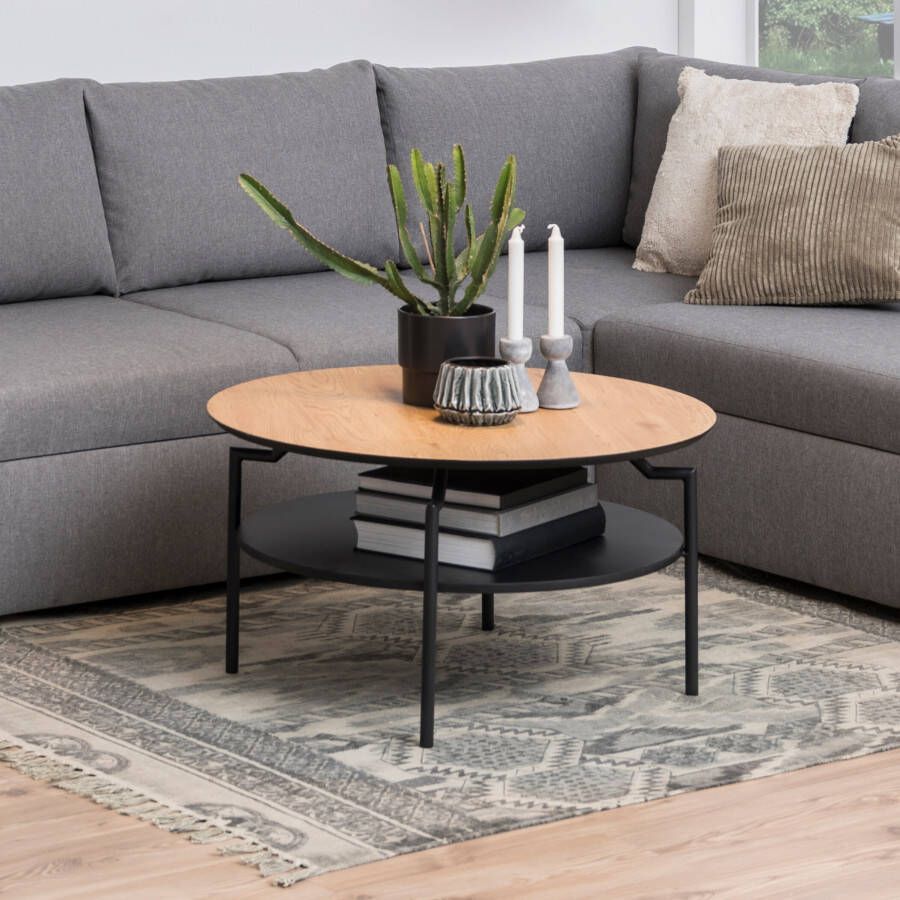 Bendt Ronde Salontafel 'Bjørn' Eiken zwart 80cm