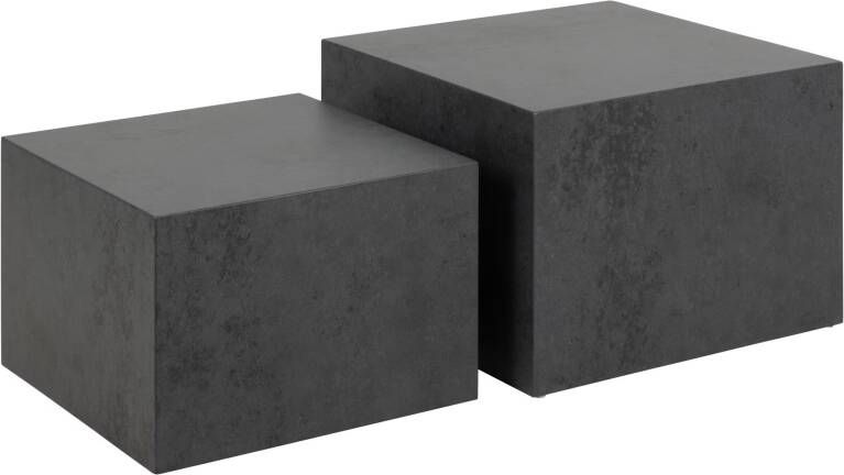 Bendt Salontafel Flavian Black Ocean look Set van 2 stuks Zwart Vierkant