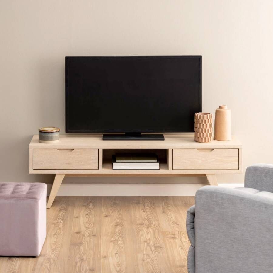 Bendt TV-meubel Mads 150cm eikenhout whitewash Wit