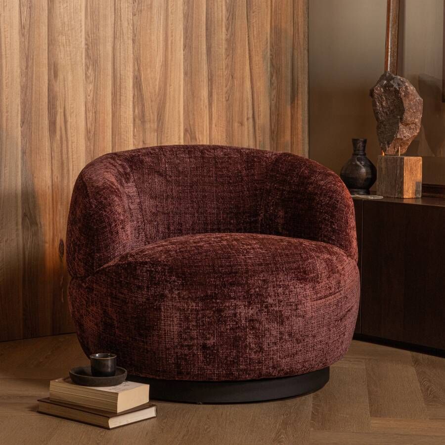 BePureHome Woolly Draaifauteuil Polyester Aubergine 71x84x88