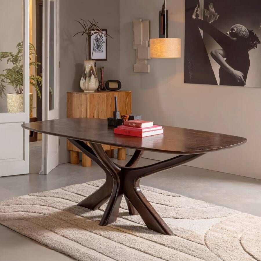 BePureHome Eettafel Bridge Deens ovaal Mangohout walnoot