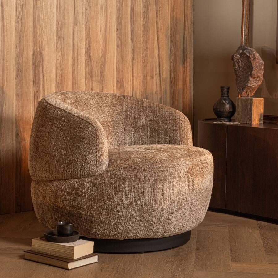 BePureHome Woolly Draaifauteuil Chenille Zand 71x84x88