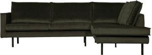 BePureHome Hoekbank 'Rodeo' Rechts Velvet kleur Dark Green