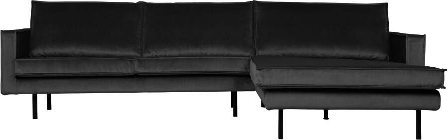 BePureHome | Rodeo Chaise Longue Rechts Velvet Antraciet | Zitmeubels woonkamer | Hoekbank