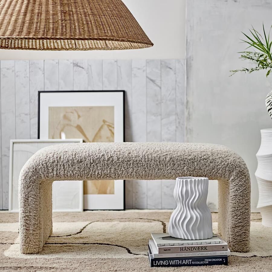 Bloomingville Bankje Bobbie bouclé stof beige